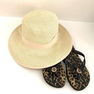 Raffia Beach hat with ribbon band